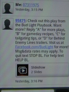 Bud Light Snap Code 2nd Text