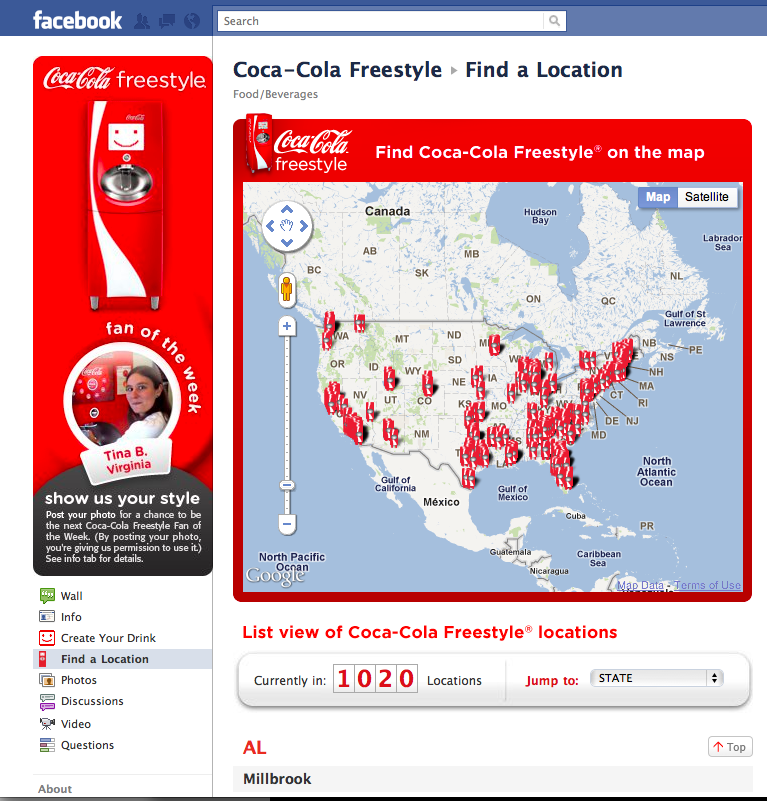 Coca Cola Freestyle Map