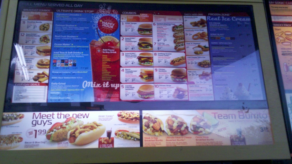 Sonic Menu Board without QR Code